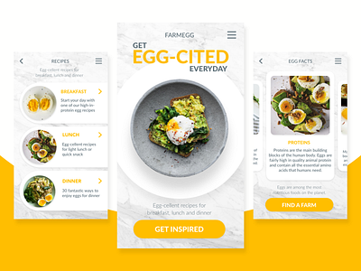 Food Delivery App 2d app clean design ecommerce eggs food food app foodie ios minimal nature ui ux yellow