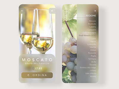 Vini d'Italia aperitivo app blur design ecommerce food and drink glass glassmorphic glassmorphism ios italian food minimal ui website white wine wine winery