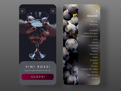 Vini d'Italia 2d app black and red blur clean design ecommerce flat food food and drink glassmorphism italian food italy minimal ui ux website