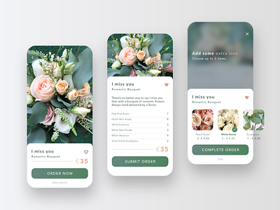 Flower Delivery - Shopping Cart app blur clean delivery delivery app design e commerce ecommerce ecommerce app ecommerce design florist flowers green ios minimal nature oder orders shopping cart ui