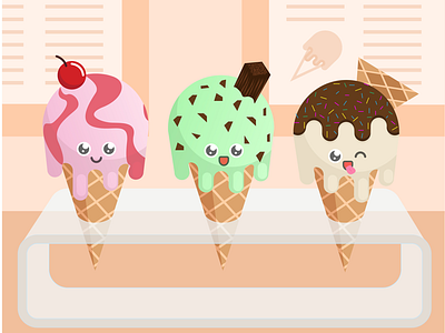 Ice Cream Stand adobe illustrator art dessert food graphic art graphic design ice cream illustration pastel