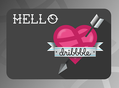 Hello Dribbble! arrow design first design first post firstshot heart sketchapp vector