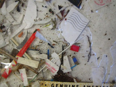 Genuine American collage combine finds floor painting junk scraps table scraps tape trash