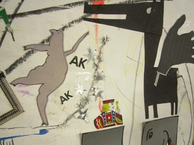 AK AK characters collage combine cut paper drawing finds junk mixed media scribbles
