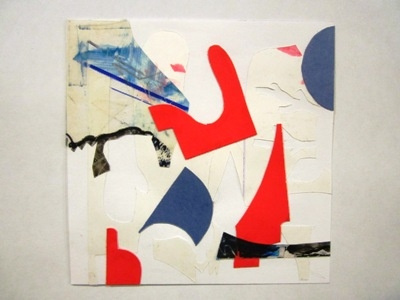 Scraps No. 4 bits and pieces blue collage cut paper red scrap art scraps