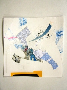 Scraps No. 5 bits and pieces blue collage cut paper scrap art scraps yellow