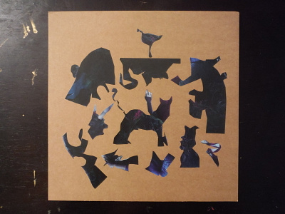 Bullpen abstract collage cut paper illustration