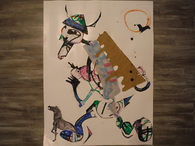 What’s the Cents in Changing Horses in Midstream? collage cut paper illustration