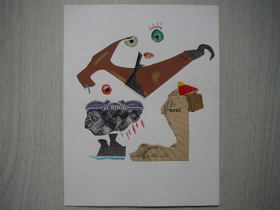 Lil' Rain Water Squirt Won't Hurt abstract collage cut paper illustration