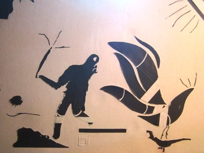 The Melting of Man black and white cut paper man scrap art