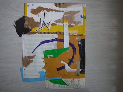 Badge No. 1 abstract collage cut paper mixed media scraps