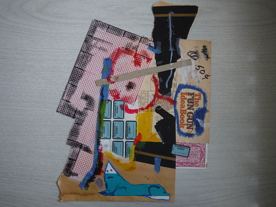 Badge No. 2 abstract collage cut paper mixed media scraps