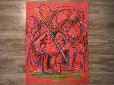 Giant abstract drawing illustration paint