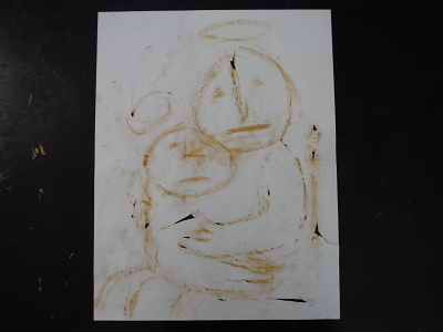 Mother & Child (drawn with a rock) drawing illustration