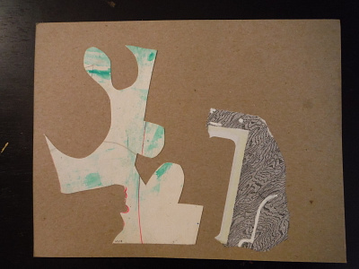 Samson Surprises a Statue abstract collage cut paper illustration