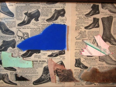 Feet advertisements cut paper feet finds found objects mixed media scraps shoes