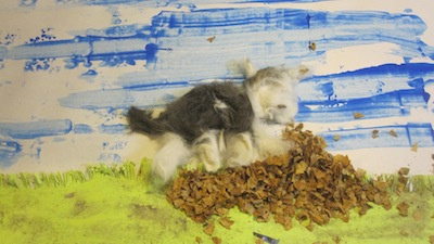 Ocean - Scene No. 3 cat hair cut paper dog grass hair leaves paint puppy shaggy dog sky