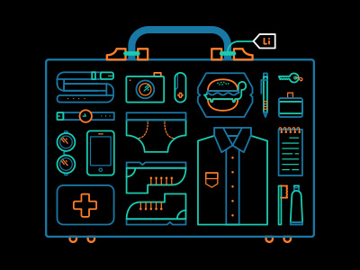 Turtle Burger: Final burger camera icons illustration luggage neon outline society of killustrators suitcase turtle x ray