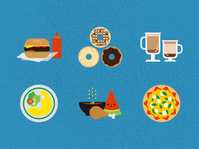 Food burger coffee donut eat food icons illustration meal pizza restaurant snack
