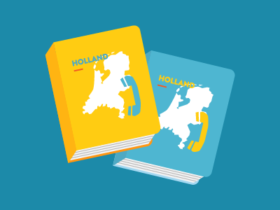 Yellow Pages book directory flat holland icons map netherlands phone yellow pages