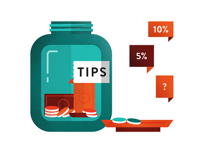 Tipping Customs international jar percentage spot illustration tipping tips