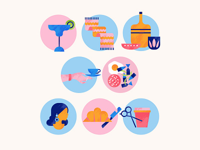 Petitenget, Bali Icons bali cocktail croissant icons map pastel petitenget pottery vector wine