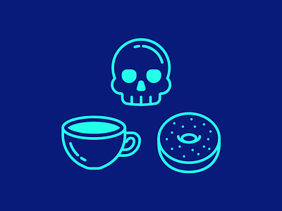 Poison cafe coffee donut doughnut hydra icon poison skull vector