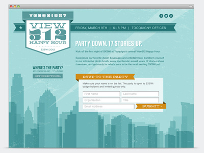 SXSWi Happy Hour Landing Page landing page responsive sxsw typekit