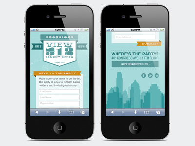 SXSWi Happy Hour Mobile landing page mobile responsive sxsw