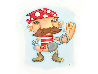 Pirate blue cartoon character illustration painting pirate