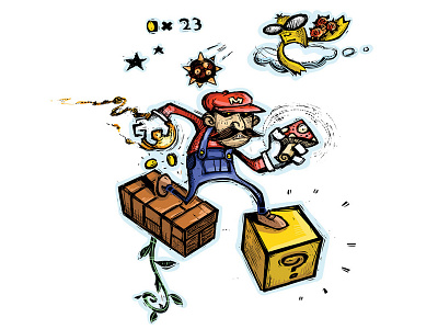 Mario cartoon gamer illustration mario nintendo video games