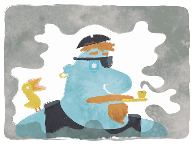 Pirate Blue blue eye patch illustration pipe pirate print smoke smoking transparencies