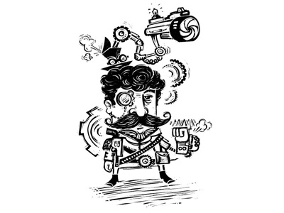 Steampunk art cartoon character drawing illustration steam punk