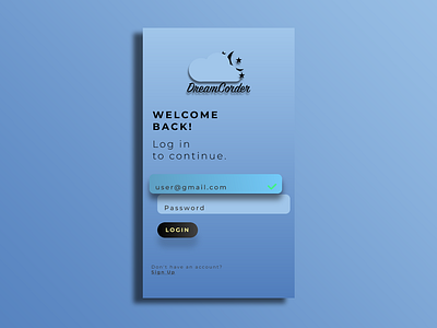 Sign Up Screen For DreamCorder app design illustration logo mobile app design ui ui designer ux ux design web