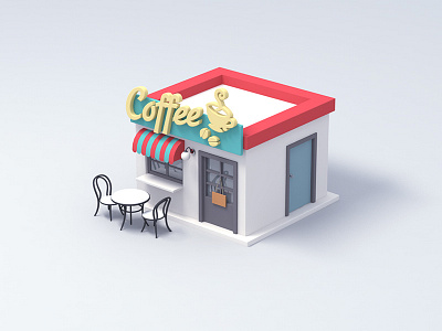Coffeeshop 3d building coffee render