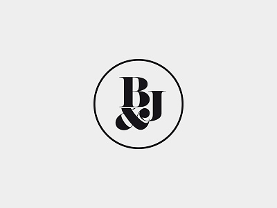 B&J circle logo serif type typography wedding