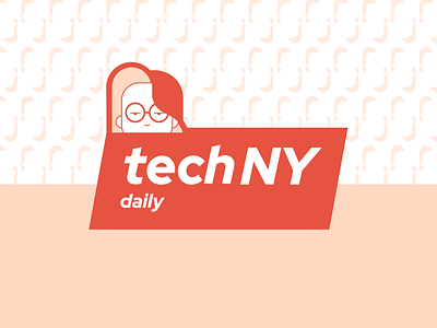 techNY Daily | now with color blog blog branding brand branding clean concept design female feminist logo manhatten new york nyc peach red tech technology techy woman woman illustration