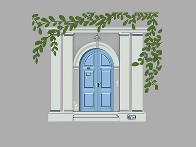 White town doors illustration pondicherry