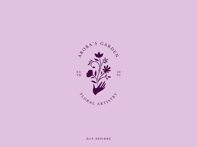 Arora's Garden Logo branding design floral icon logo