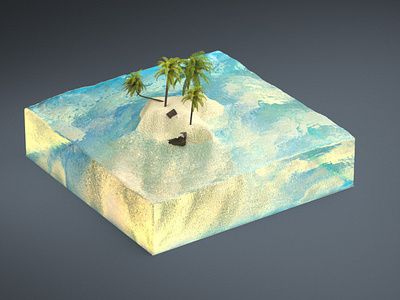 Isometric palm island 3d cinema4d graphic design isometric octane render