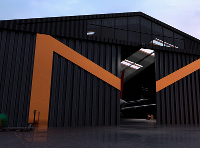 Airplane in hangar 3d 3d render cinema4d graphic design illustration