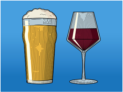 Cheers - O'neil Printing Inc. beer art design flat illustration illustrator line art wine