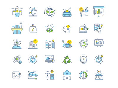 Clean Energy Iconography branding icons line art vector web website