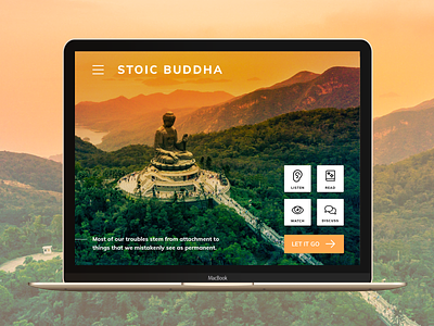 Stoic Buddha Web App branding buddha design green mediation mountain orange webapp website
