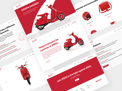 Vespa Landing Page ecommerce figma landing page minimal red scooter typography ui ux vespa web design website website concept