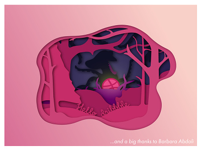 Hello Dribbbbble! illustration papercut scaryoctopus vector