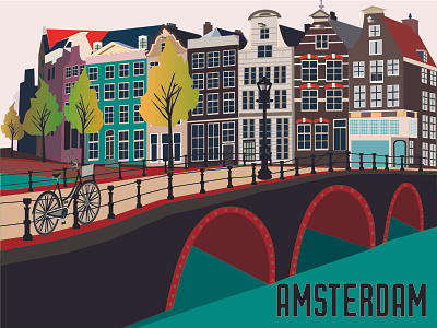 Amsterdam City amsterdam bicycle canal city graphic design ilustration