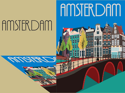 Amsterdam City Whit Blue Sky amsterdam bicycle city illustration