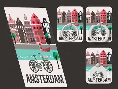 Amsterdam City amsterdam canal city illustration