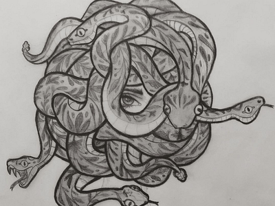 Medusa characterdesign girl illustration medusa traditional art